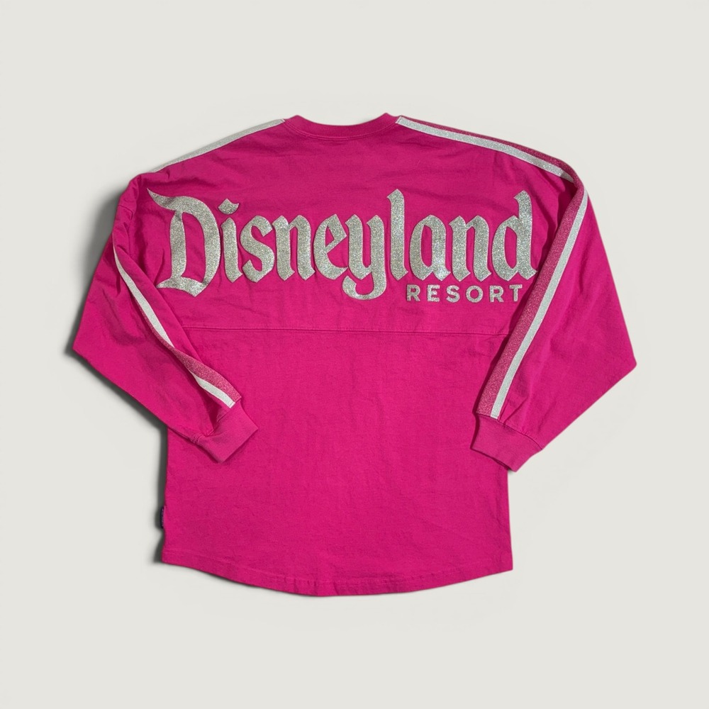 Disney Spirit Jersey Women S Pink Silver Glitter Disneyland Resort Long Sleeve